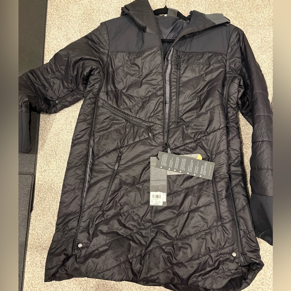 Norrona Black Quilted Hooded Puffer Coat